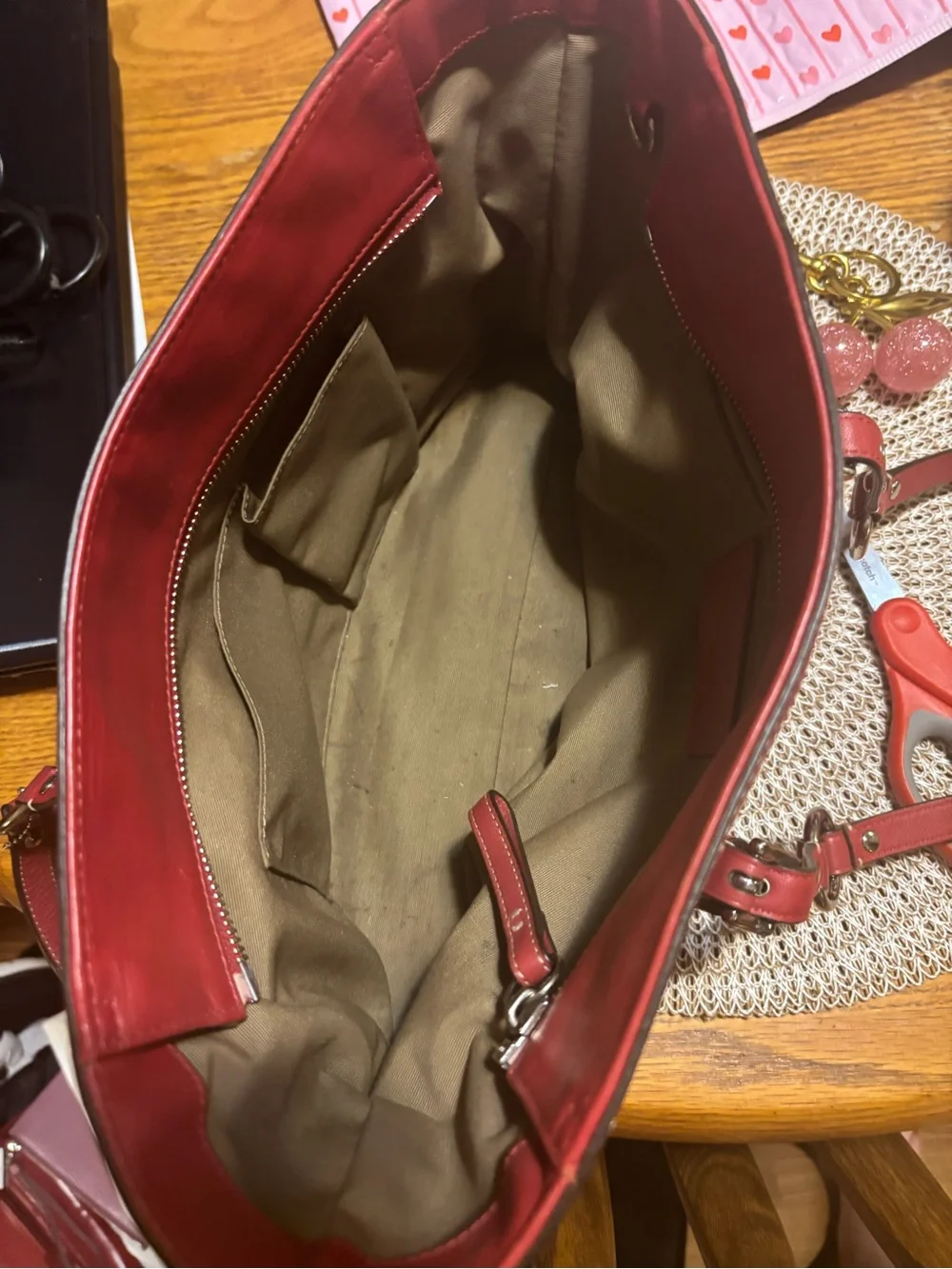 Vintage Coach Gallery East West Tote in Cherry Red